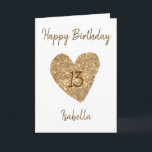 Carte Beautiful Gold Watercolor Heart 13th Birthday<br><div class="desc">Beautiful Gold Watercolor Heart 13th Birthday, a cute birthday design made for any granddaughter. If you're looking for some pretty granddaughter birthday cards, teenager birthday cards or thirteenth birthday cards, this one is for you. The design features a cute gold heart, something attractive and beautiful, so, don't hesitate to personalize...</div>