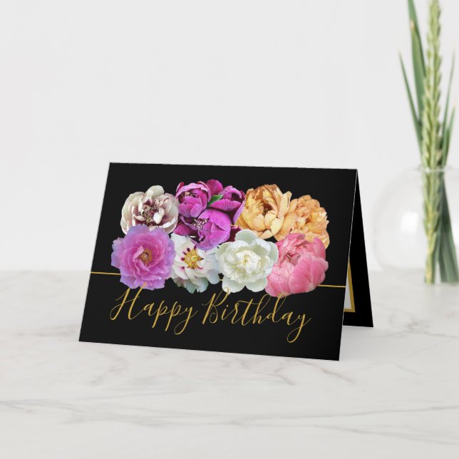 Carte Beautiful Multicolor Peony Floral Bouquet Birthday (Devant)