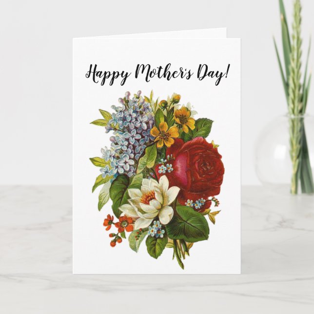 Carte Beautiful Romantic Summer Bouquet with Red Rose (Devant)