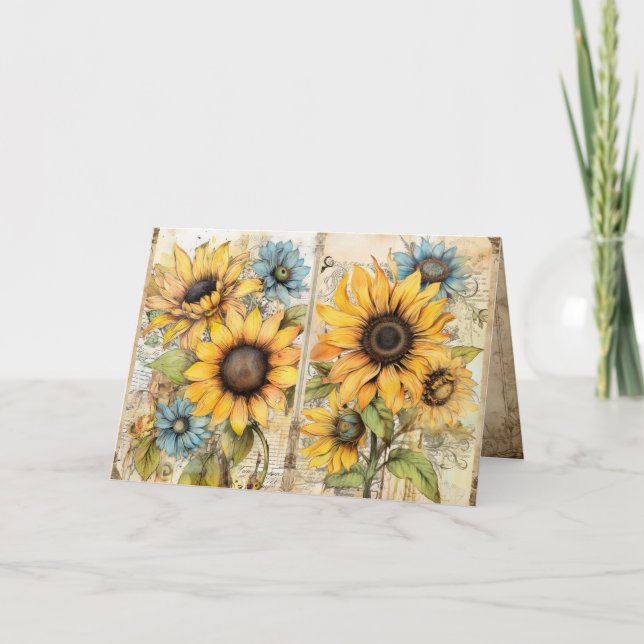 Carte Beautiful sunflowers folded greeting card (Devant)