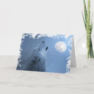 Carte Beautiful Winter Solstice Blessings Wolf Card