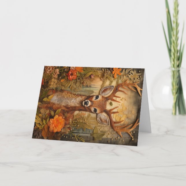 Carte Beaux animaux de bois faune cerfs salutation (Devant)