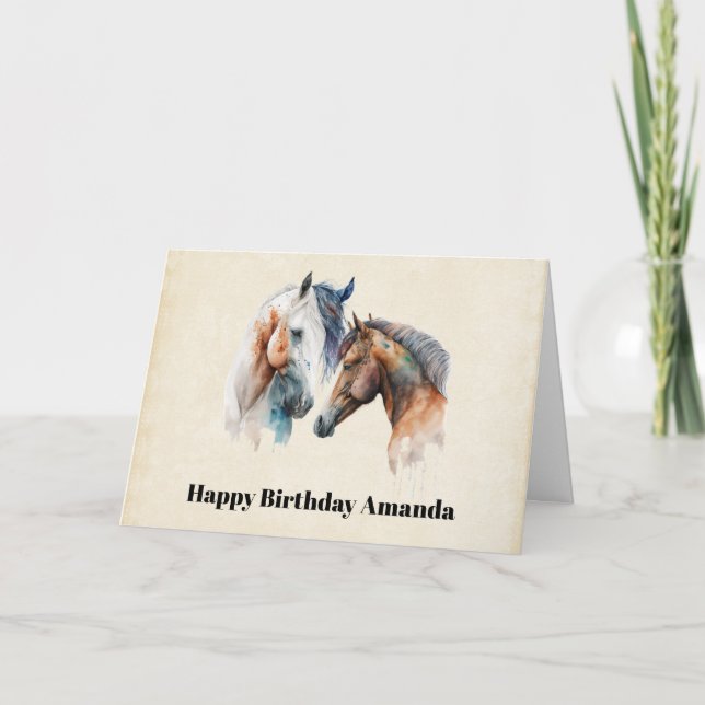 Carte Beaux Chevaux Boho Occidental Style Anniversaire (Devant)
