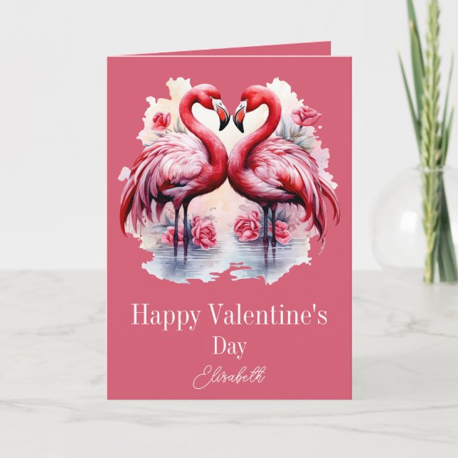 Carte Beaux Flamants roses Saint Valentin (Devant)