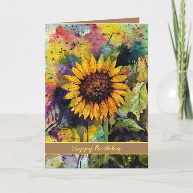 Carte Beaux Tournesols En Aquarelle   (Devant)