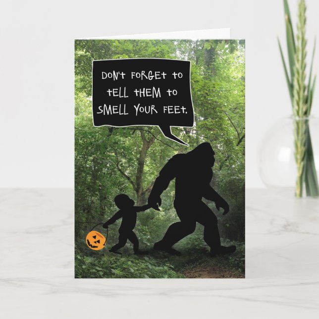 Carte Bébé Bigfoot, Sens Mes Pieds Halloween (Devant)
