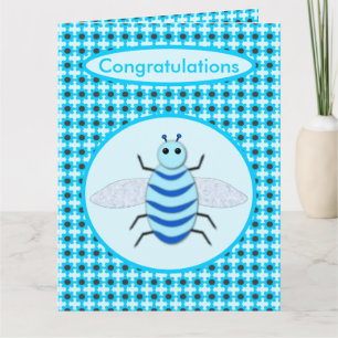 Carte Bébé Bleu mignon Bee Bee Custom Big