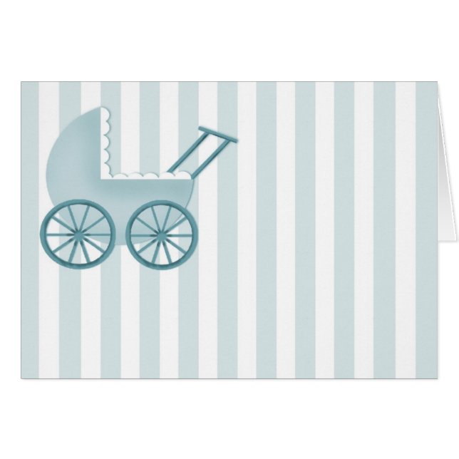 Carte Bébé Buggy (Bleu) (Devant Horizontal)