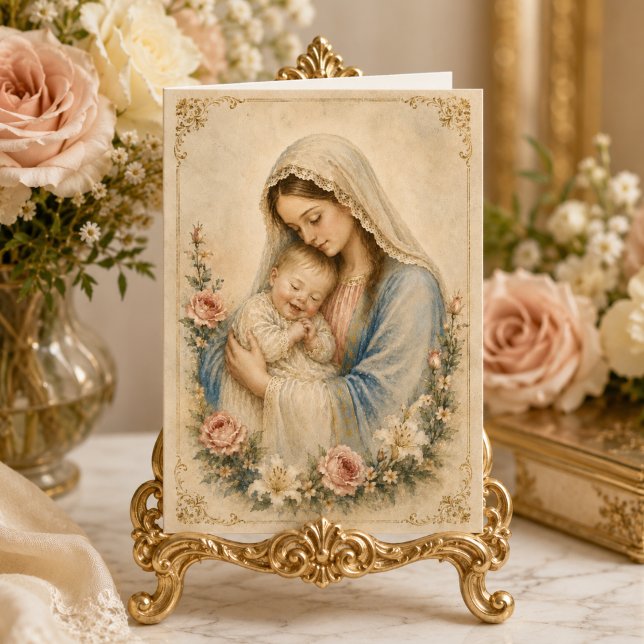 Carte Bébé Catholique Syndrome de Down Bénie Mère Marie (Créateur téléchargé)