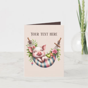 Carte Bébé cochon mignon ajouter un message à n'importe 