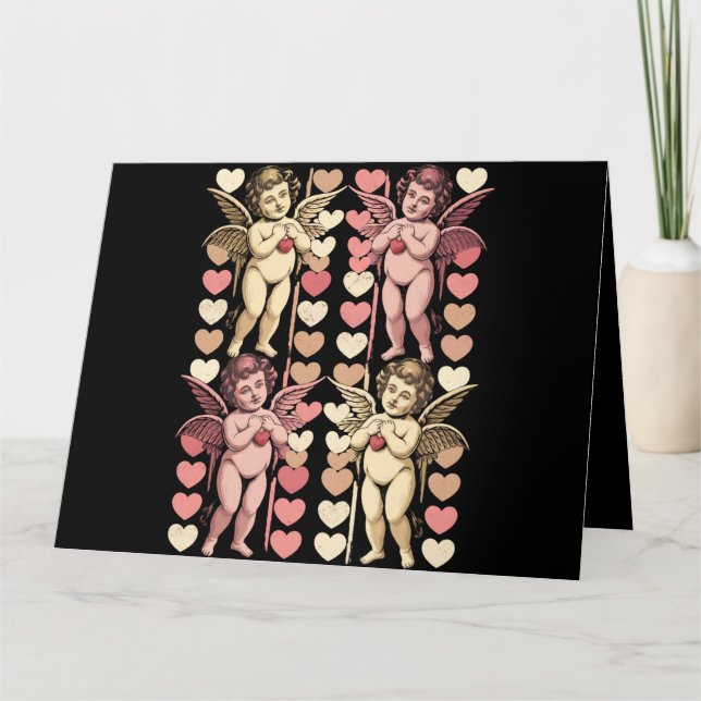 Carte Bébé Cupidon Coquette arc Rétro Saint-Valentin (Devant)