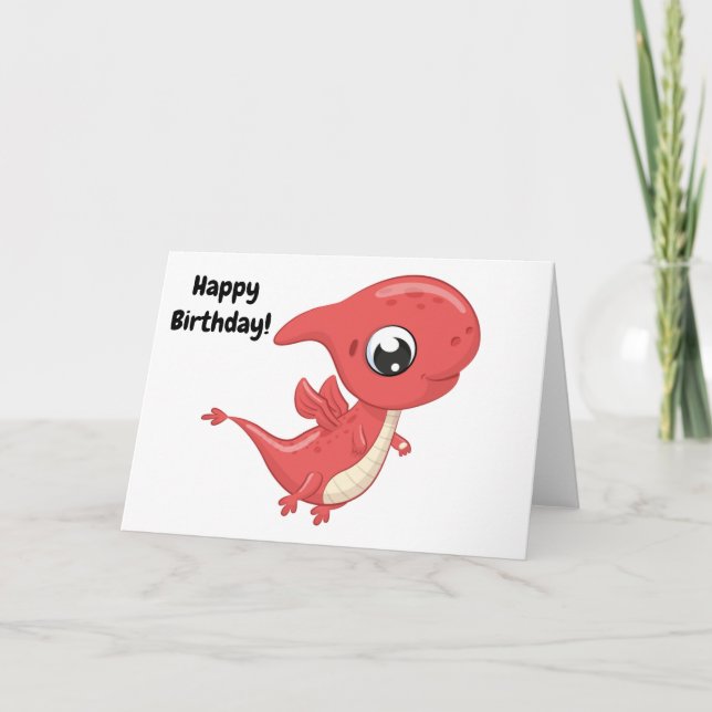 Carte Bébé Dinosaure Joyeux Anniversaire ! Blanc (Devant)