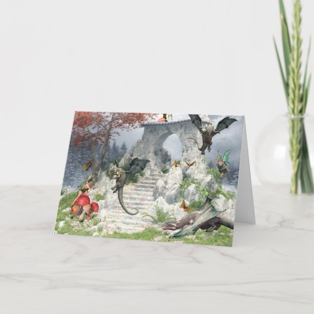 Carte Bébé Dragons et Imaginaire de fées (Devant)