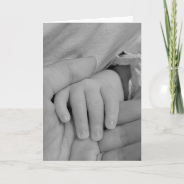 Carte Bébé et papa tenant la main (Devant)