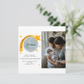 Carte bébé Faire-part de naissance étoile Lune Aqu