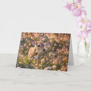 Carte Bébé faon de cerf faon faune sauvage dans les fleu