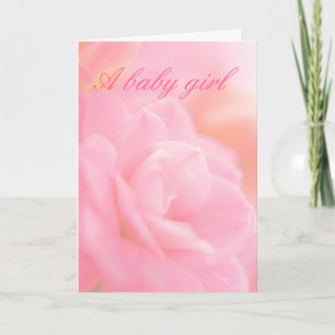 Carte bébé fille fleur rose pastel