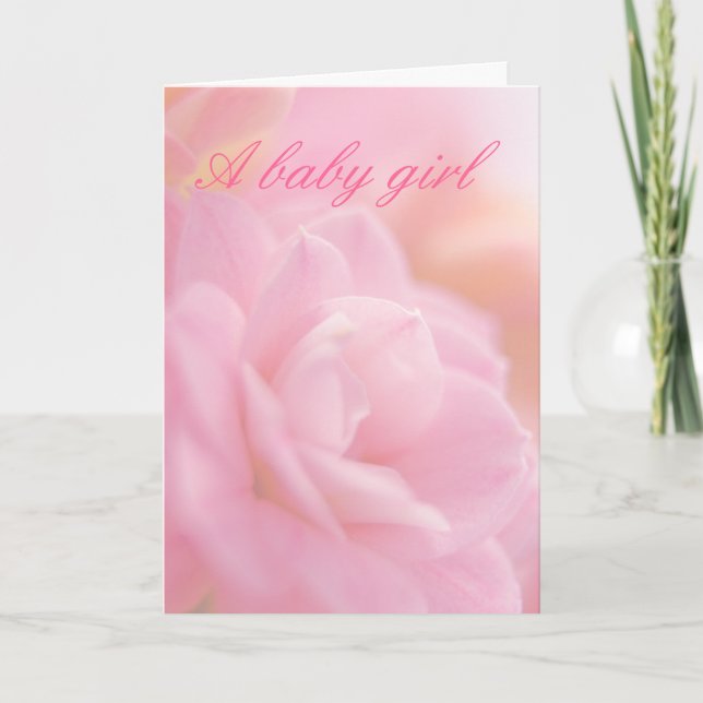 Carte bébé fille fleur rose pastel (Devant)