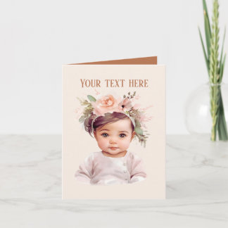 Carte Bébé fille mignonne ajouter un message 