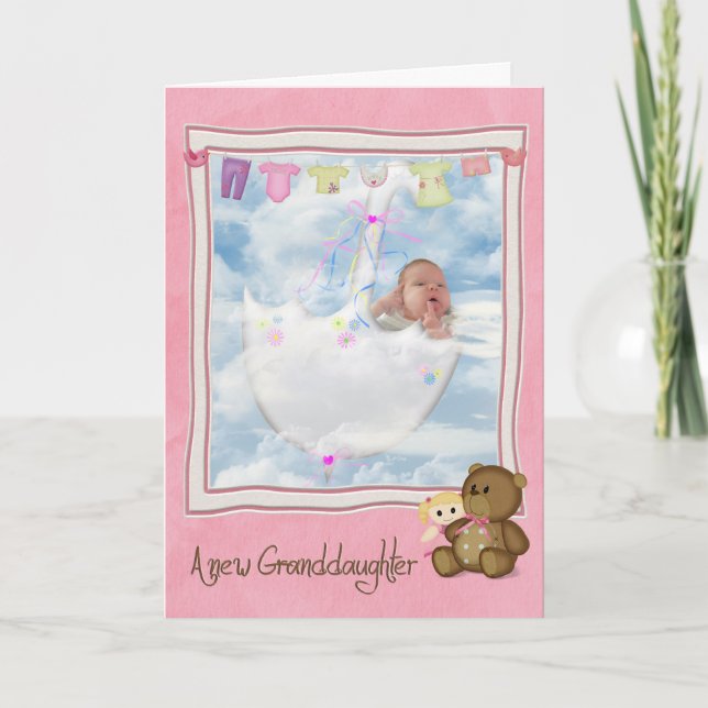 Carte Bébé fille sous parapluie (Devant)