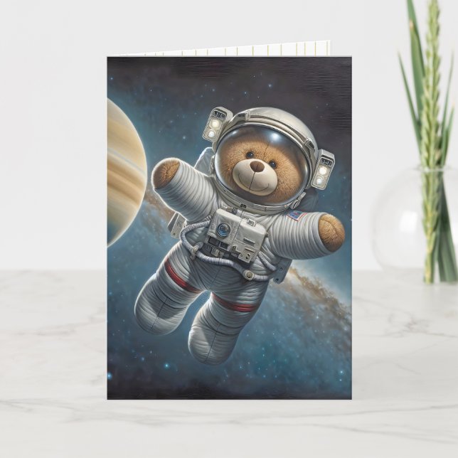 Carte Bébé Garçon Astronaut Teddy Bear (Devant)