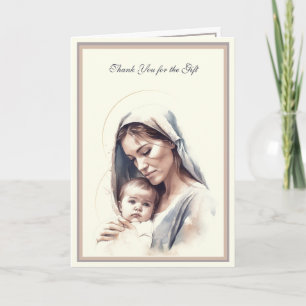 Carte Bébé garçon ou fille Merci religieux catholique