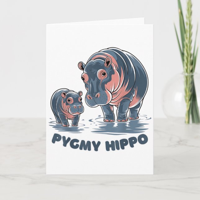 Carte Bébé Hippopotame Pygmée Mignon Moo Deng Zoo Drôle  (Devant)