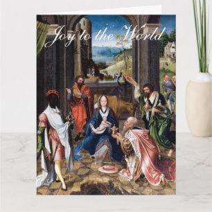 Carte Bébé Jésus avec les Mages salutation de Noël