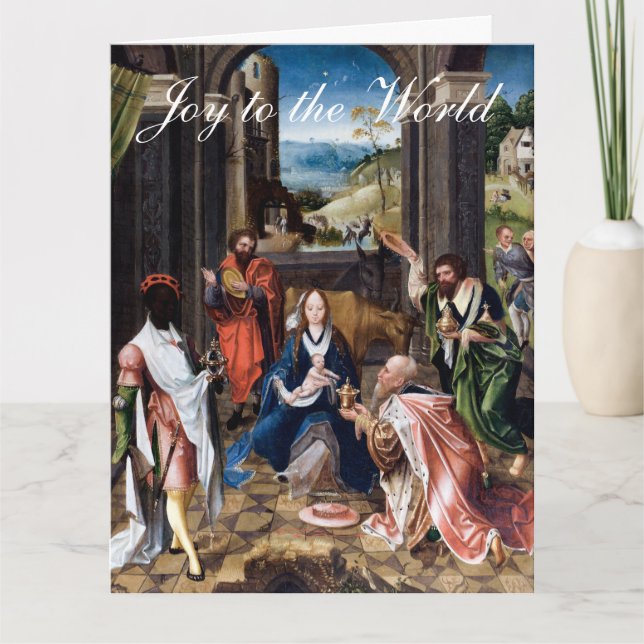 Carte Bébé Jésus avec les Mages salutation de Noël (Devant)