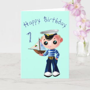 Carte Bébé Joyeux Anniversaire avec mer mignonne