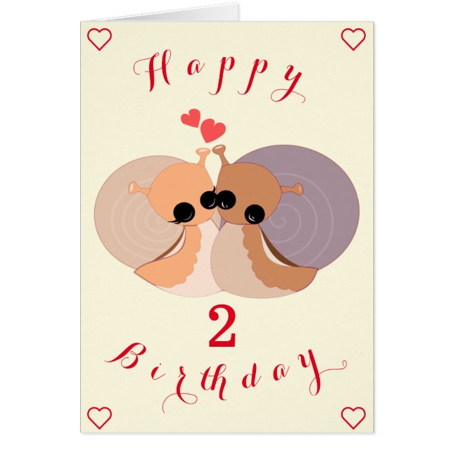 Carte Bébé Joyeux Anniversaire - Escargots - Perso (Devant)