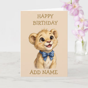 Carte Bébé Lionceau Mâle : Animal Bébé Arc Pastel Annive