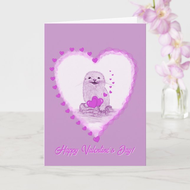 Carte Bébé loutre de mer blanche mignonne, Joyuse Saint- (Orchidée)