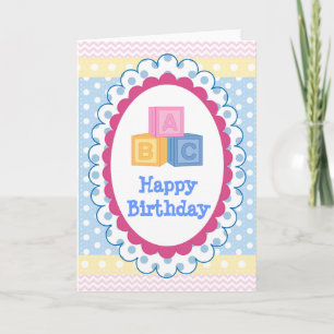 Carte Bébé mignon ABC Polkadot Anniversaire