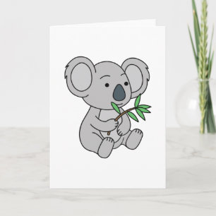 Carte Bébé mignon Koala avec Eucalyptus Feuilles