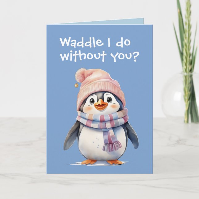 Carte Bébé mignon Penguin Amusant Noël Humour Fêtes (Devant)