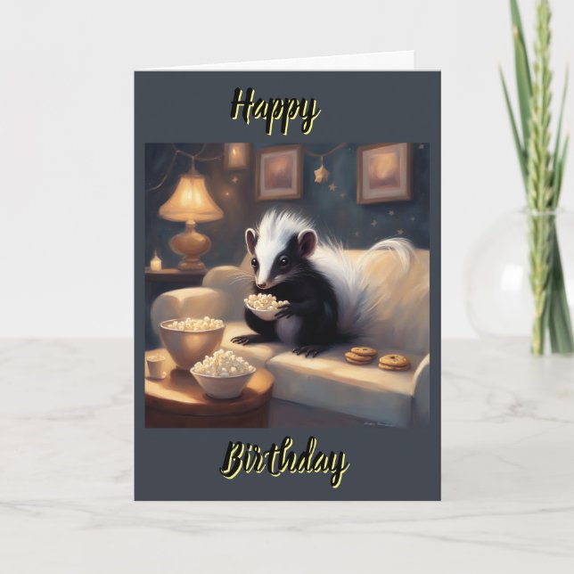 Carte Bébé moufette petit coquin anniversaire  (Devant)