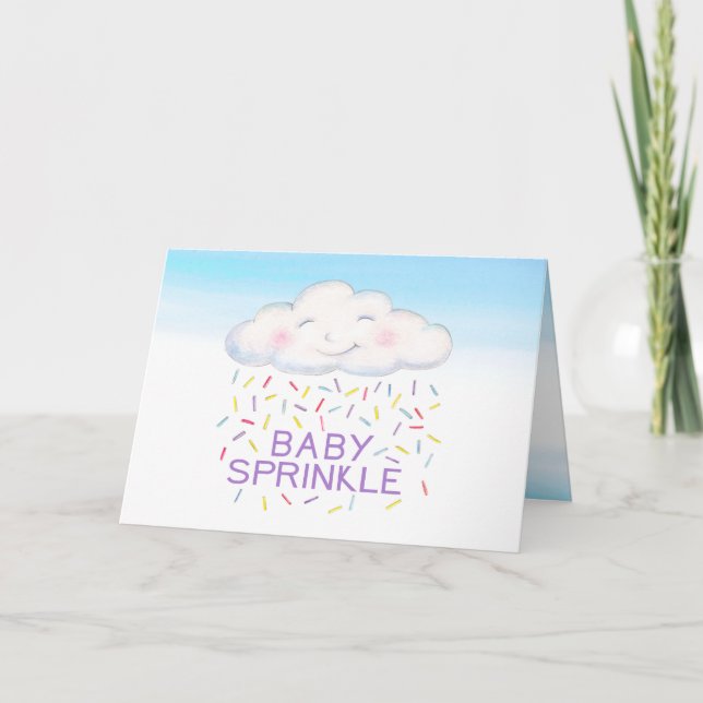 Carte Bébé nuage bleu aquarelle merci (Devant)