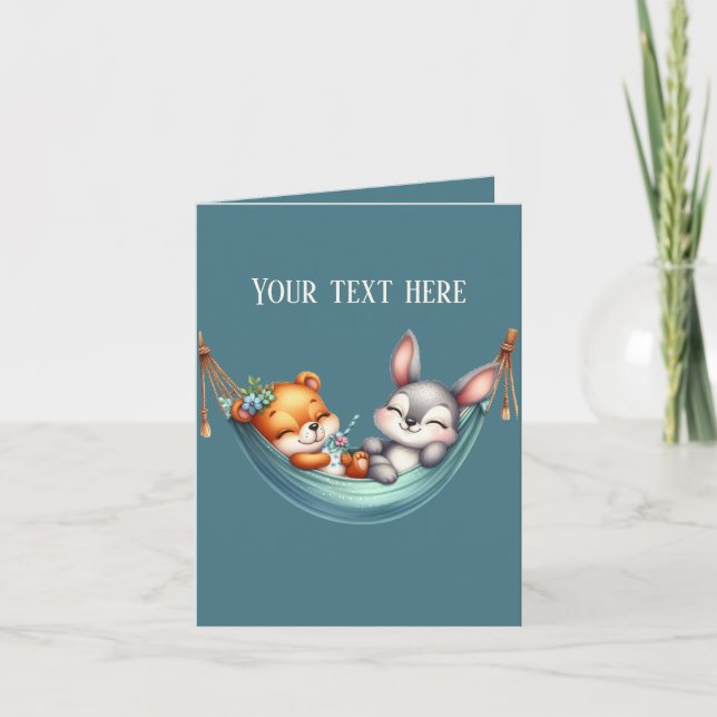 Carte Bébé ours lapin mignon ajouter du texte à n'import (Devant)