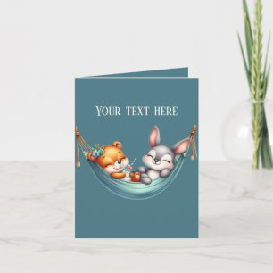 Carte Bébé ours lapin mignon ajouter du texte à n'import