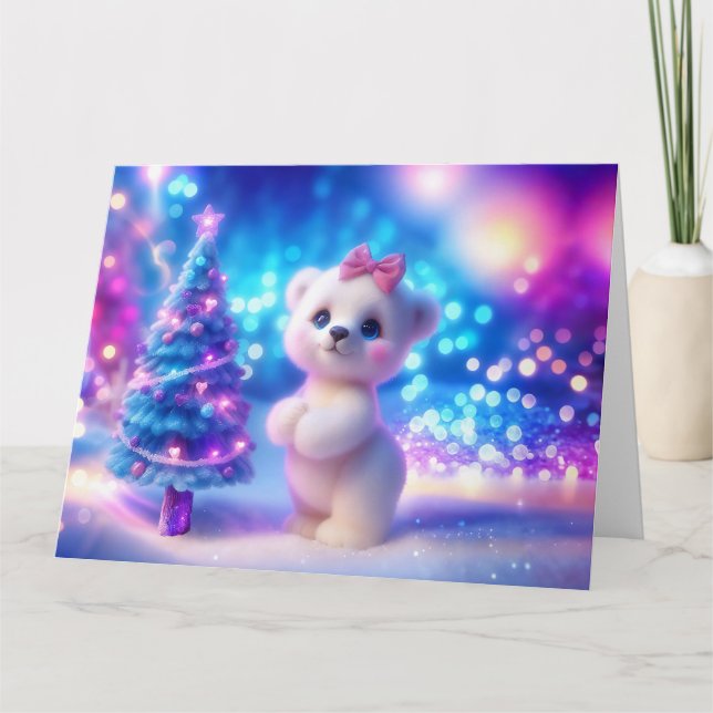 Carte Bébé Polar Ours Imaginaire de Noël (Devant)