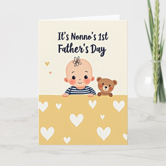 Carte bébé pour la fête des pères rayée (Devant)