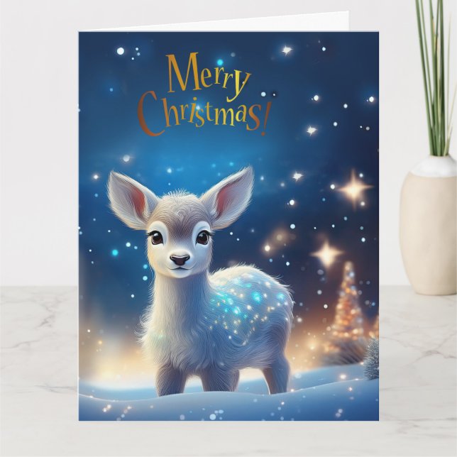 Carte Bébé Reindeer avec joyeux voeux de Noël (Devant)