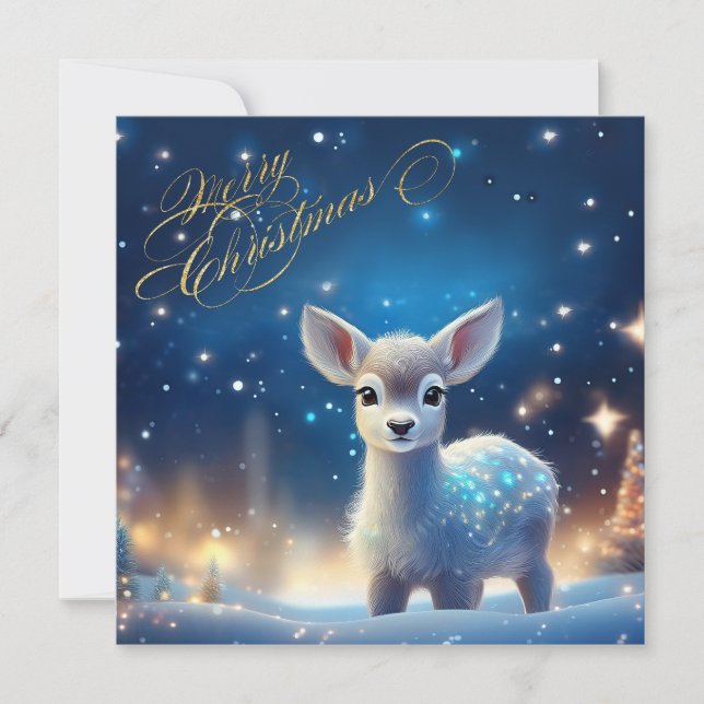 Carte Bébé Reindeer avec joyeux voeux de Noël (Devant)