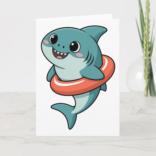 Carte Bébé Requin Mignon Avec Flotteur | Enfants (Devant)