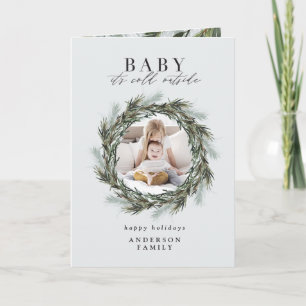 Carte Bébé son froid en dehors de la photo de Noël