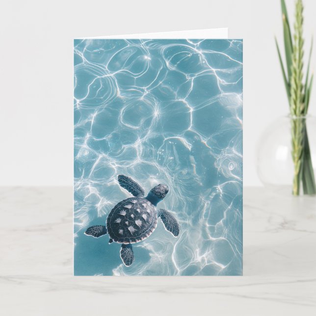 Carte Bébé tortue de mer dans l'eau claire (Devant)