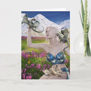Carte Bébés dragons et fantaisie fée