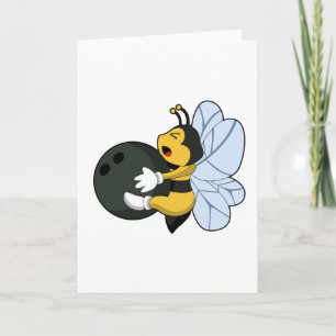 Carte Bee au bowling avec une boule de bowling