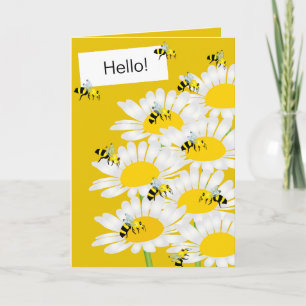 Carte Bee on Flower Greeting Card - Arrière - plan jaune